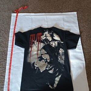Marilyn Manson 2000s Black Graphic T-Shirt with Red and White Design